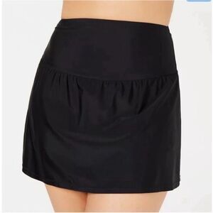 ISLAND ESCAPE Plus Size Tummy-Control Swim Skirt Black Size 20W